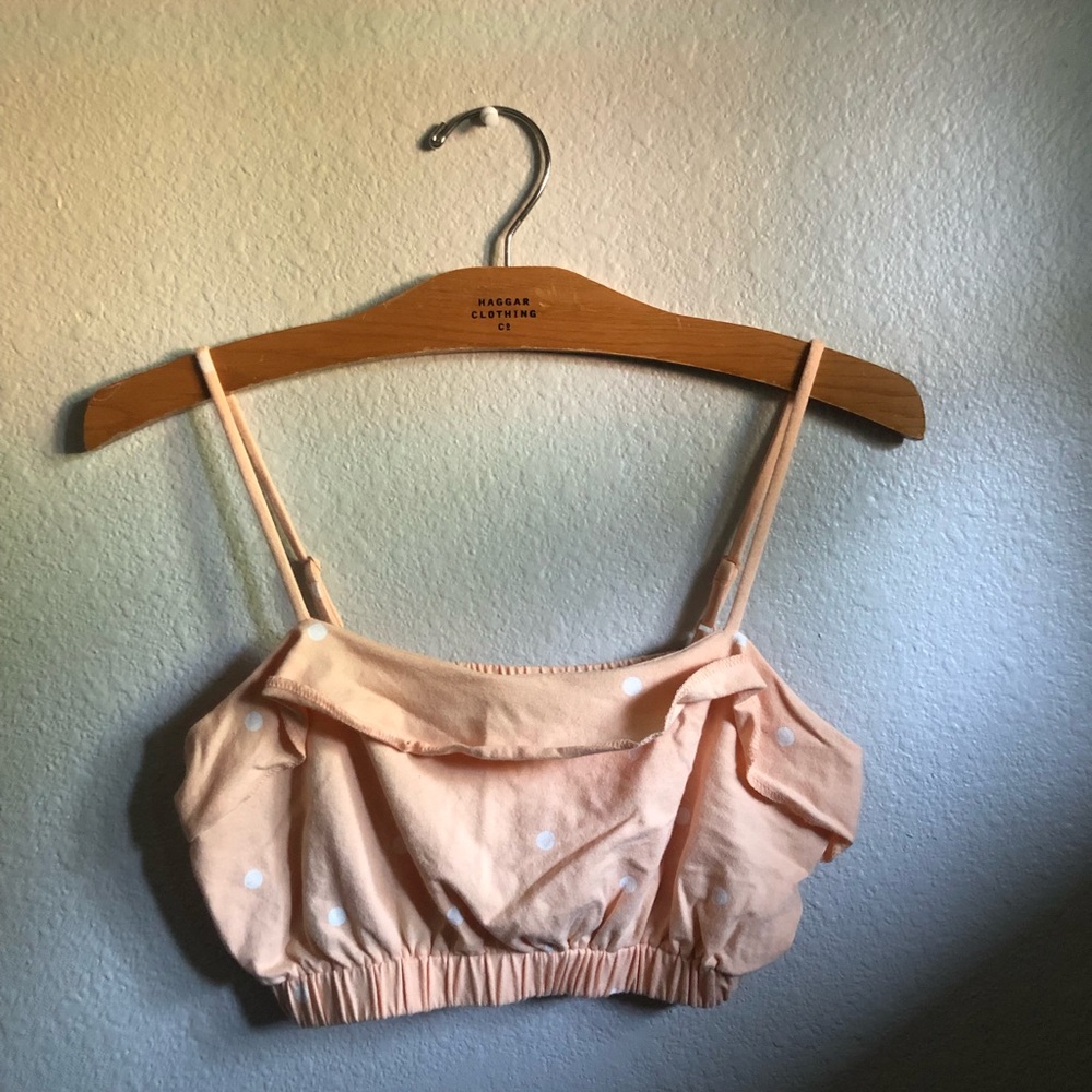 💐Peach polka a dot crop top NWOT